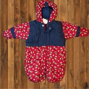 Vintage Puppy Print Baby Snowsuit – 0–6M – Adorable & Cozy!